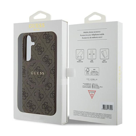 Guess 4G Collection Leder Metall Logo MagSafe - Samsung Galaxy S24+ Tasche (braun)