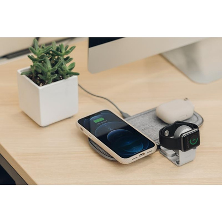 Moshi Sette Q - Duales drahtloses induktives Qi-Ladegerät für iPhone und Android (Nordisches Grau)