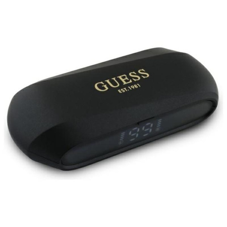 Guess Elongated Metallic Printed Logo - Bluetooth TWS Sluchátka + Nabíjecí Pouzdro (Černá)