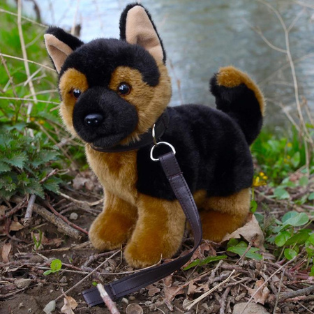 Rappa - Mascotte en peluche réaliste de Berger allemand avec laisse debout 23 cm Respect de l'environnement