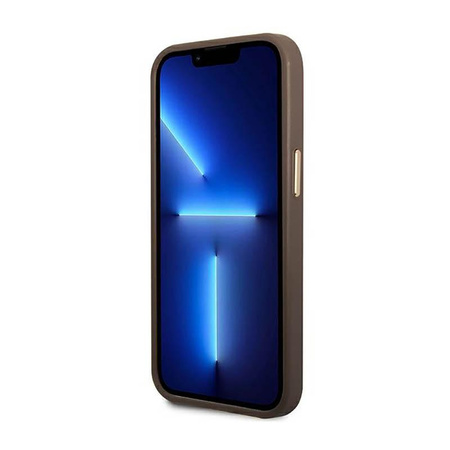 Guess 4G Logo Plate MagSafe - Hülle für iPhone 14 Plus (Braun)