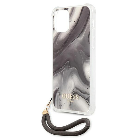 Guess Marble mit Kabel - iPhone 12 / iPhone 12 Pro Tasche (grau)