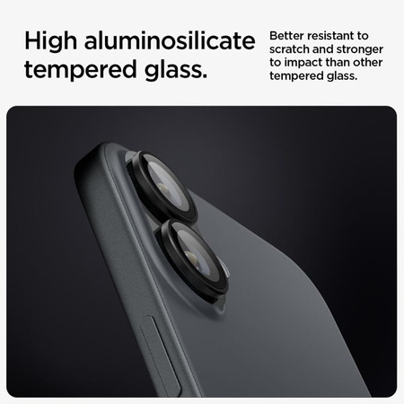 Spigen Optik Pro GLAS.TR EZ Fit Camera Protector 2-Pack - Verre de protection pour iPhone 16 / 16 Plus (2 pcs) (Noir)