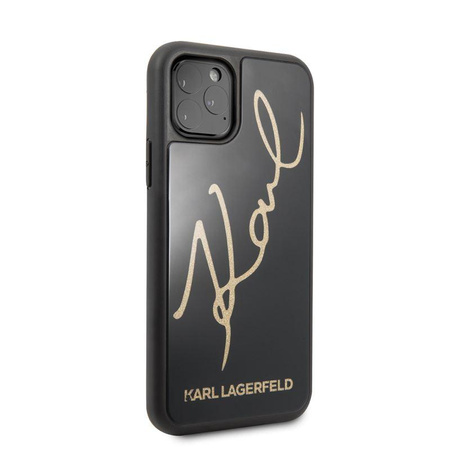 Karl Lagerfeld Double Layers Tempered Glass Glitter Signature Case - iPhone 11 Pro Case (black)