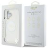 Guess IML Metallfarbener Kreis Klassisches Logo MagSafe - Hülle für iPhone 16 (weiß)