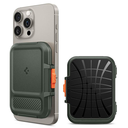Spigen Lock Fit MagSafe - mágneses pénztárca (katonai zöld)
