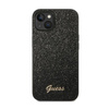Guess Glitter Flakes Metal Logo Case - Hülle für iPhone 14 Plus (Schwarz)