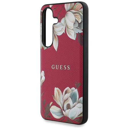 Guess Grained Printed Flower Pattern MagSafe - Case for Samsung Galaxy S25 (fuchsia)