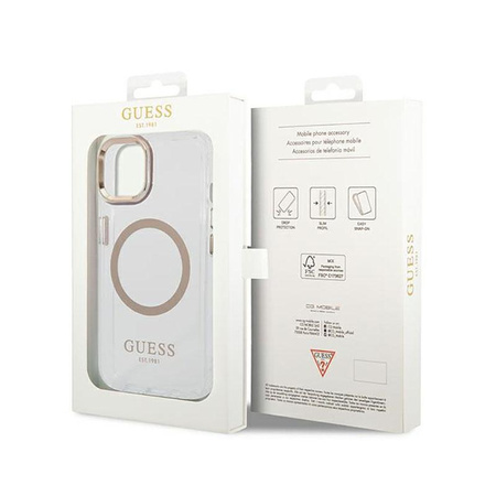Guess Metal Outline Magsafe - iPhone 14 tok (átlátszó / arany)