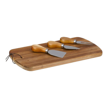 Alpina - Set per servire formaggi, tagliere in legno, 32x17,5 cm, + 3 coltelli