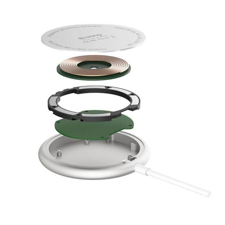 Crong MagSpot vezeték nélküli töltő - MagSafe 15W alumínium induktív töltő (ezüst fehér)