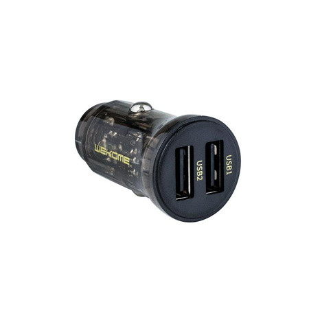 WEKOME WP-C40 Vanguard Series - Autoladegerät 2 x USB-A Schnellladung 15W (Schwarz / Transparent)