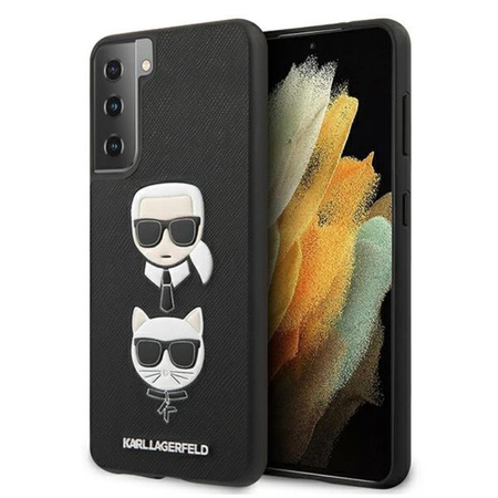 Karl Lagerfeld Saffiano Karl & Choupette Heads - Samsung Galaxy S21+ tok (fekete)