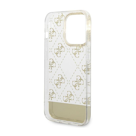 Guess 4G Stripe Script Logo Electroplated Pattern - iPhone 14 Pro Case (Gold)