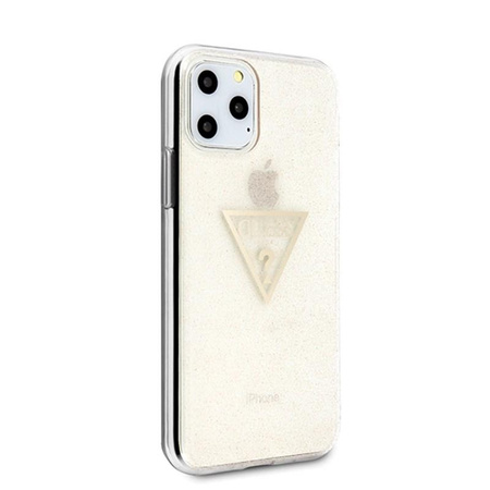 Guess Solid Glitter Triangle - Coque iPhone 11 Pro (Or)