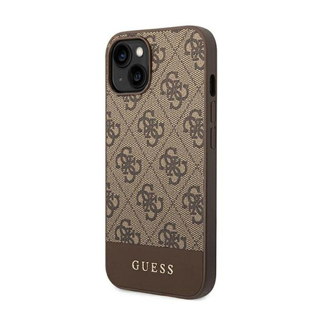 Guess 4G Bottom Stripe Metal Logo Collection - Hülle für iPhone 14 Plus (Braun)