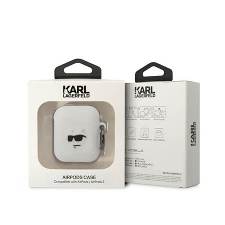 Karl Lagerfeld Silikonové pouzdro NFT Choupette Head 3D - AirPods 1/2 gen (bílé)