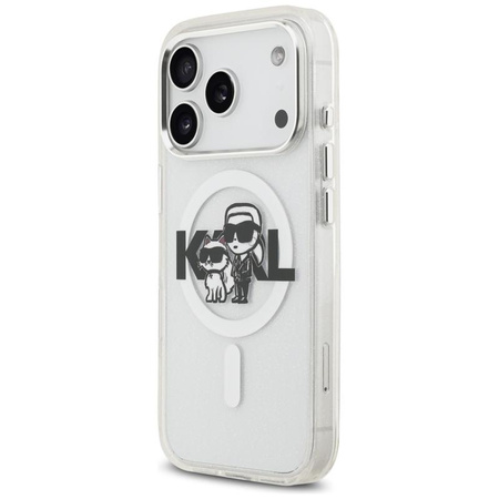 Karl Lagerfeld IML Glitter Karl & Choupette Sketch Logo MagSafe - Case for iPhone 17 Pro (transparent)
