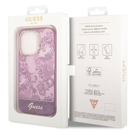 Guess Porcelain Collection - Case for iPhone 14 Pro Max (Fuchsia)