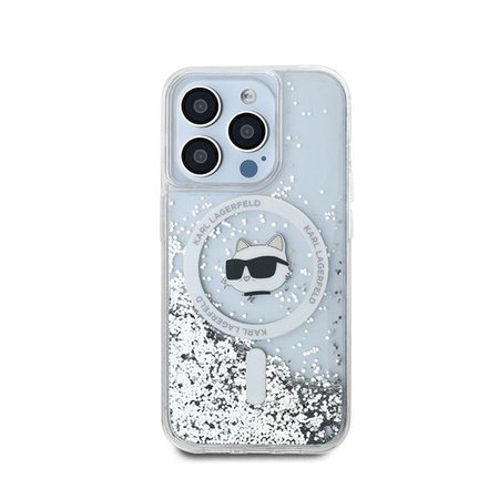Karl Lagerfeld Liquid Glitter Choupette Head MagSafe - iPhone 13 Pro Max Tasche (Transparent)