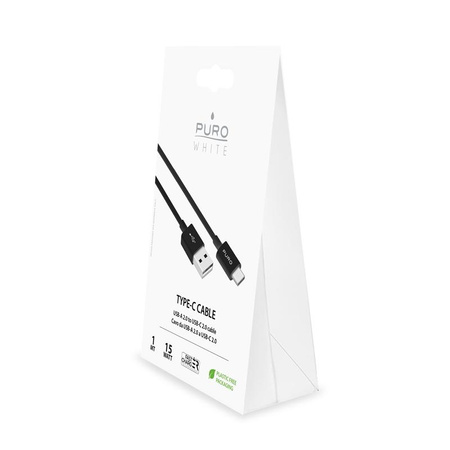 PURO White - Kabel połączeniowy USB-A / USB-C 1 m (czarny)