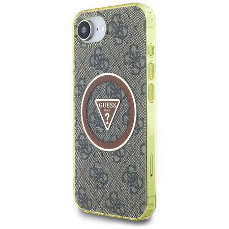 Guess IML Metall Glitter 4G Circle Triangle MagSafe - Tasche für iPhone 16e (braun)