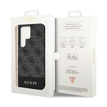 Guess 4G Bottom Stripe Metal Logo Collection - Samsung Galaxy S24 Ultra tok (fekete)