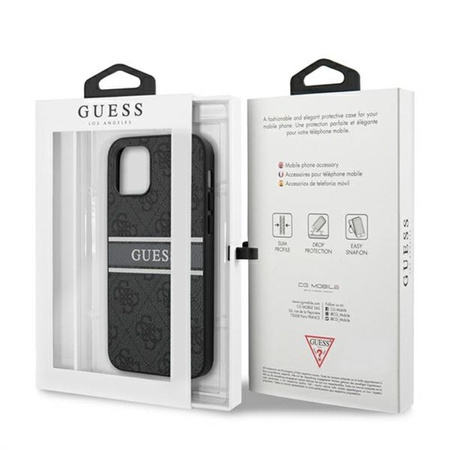 Guess 4G Printed Stripe - pouzdro pro iPhone 12 mini (šedé)