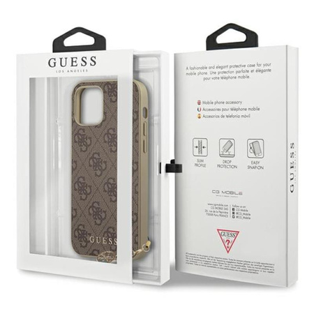 Guess 4G Charms Collection - iPhone 12 / iPhone 12 Pro tok (barna)