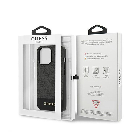 Collection 4G Bottom Stripe de Guess - Coque pour iPhone 13 Pro (gris)