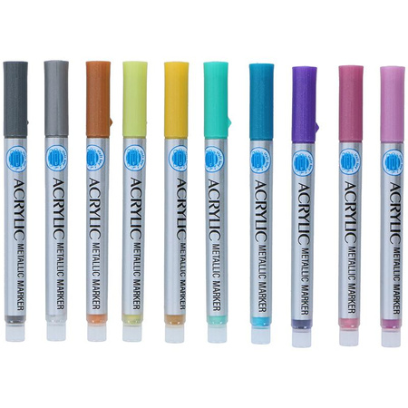 Craft - Set de marqueurs / stylos acryliques, 10 pièces. (métallique)