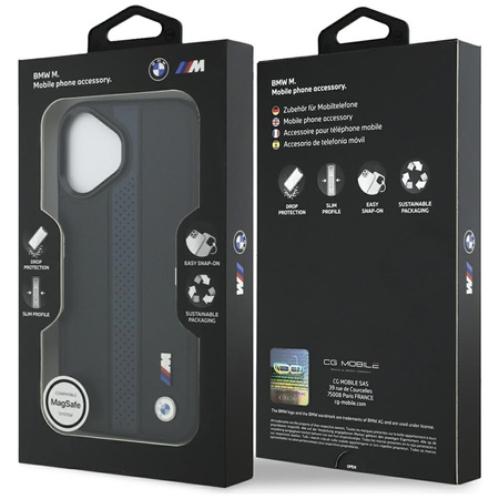 Etui do iPhone 17 MagSafe BMW M Oryginalny Skórzany Niebieski Case