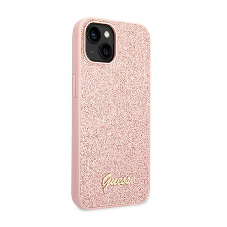 Guess Glitter Flakes Metal Logo Case - iPhone 14 Plus (rose)