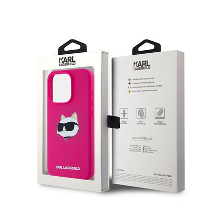 Karl Lagerfeld Silikon Choupette Kopf MagSafe - iPhone 15 Pro Tasche (rosa)