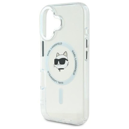 Karl Lagerfeld IML Metall Choupette Kopf MagSafe - iPhone 16 Tasche (weiß)