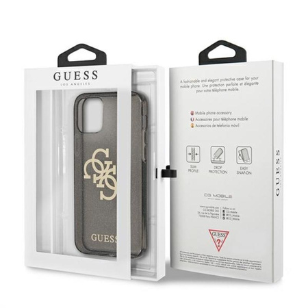 Guess Glitter 4G Big Logo - iPhone 12 Pro Max Tasche (Schwarz)