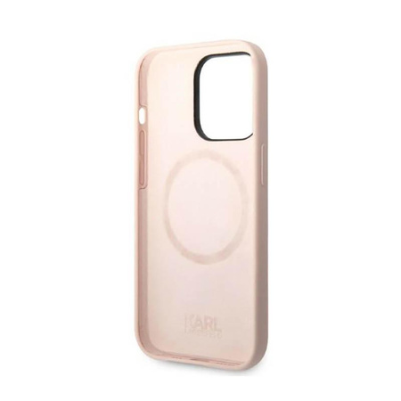 Karl Lagerfeld Flüssigsilikon Karl & Choupette MagSafe - Hülle für iPhone 14 Pro (Pink)