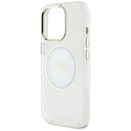 Guess IML Metal Coloured Circle Classic Logo MagSafe - étui pour iPhone 16 Pro (blanc)