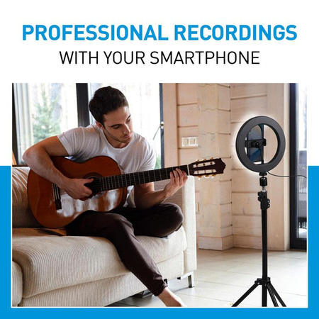 Grundig - Lampe annulaire LED avec trépied pour photos, selfie, maquillage