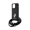 Karl Lagerfeld Crossbody Saffiano Metal Pin Karl & Choupette - Case for iPhone 15 Pro Max (Black)