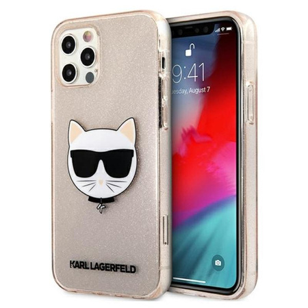 Karl Lagerfeld Choupette Head Glitter - iPhone 12 / iPhone 12 Pro Tasche (Gold)