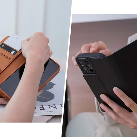 Moshi Overture MagSafe - 3v1 Kožené pouzdro s klopou iPhone 16 Pro (Charcoal Black)