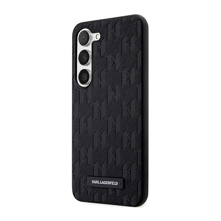 Karl Lagerfeld Saffiano Monogramm Metall Logo - Hülle für Samsung Galaxy S23+ (Schwarz)