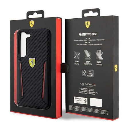 Pouzdro Ferrari Carbon Contrast Edges - Samsung Galaxy S23 (černé)