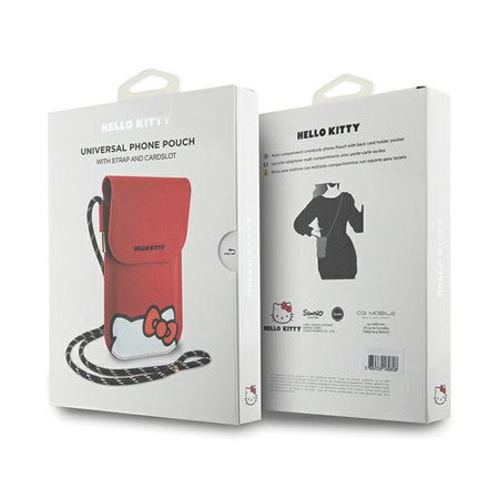 Hello Kitty Leder Versteck Kitty Cord - Crossbody Handytasche (rot)