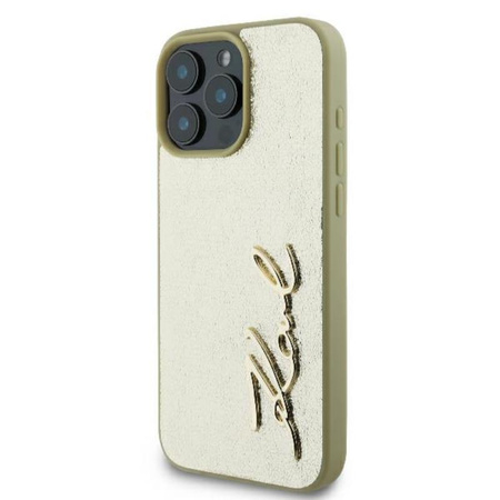 Karl Lagerfeld Metal Signature - Hülle für iPhone 16 Pro (gold)