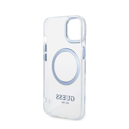 Guess Metal Outline Magsafe - Etui iPhone 14 Plus (przezroczysty / niebieski)