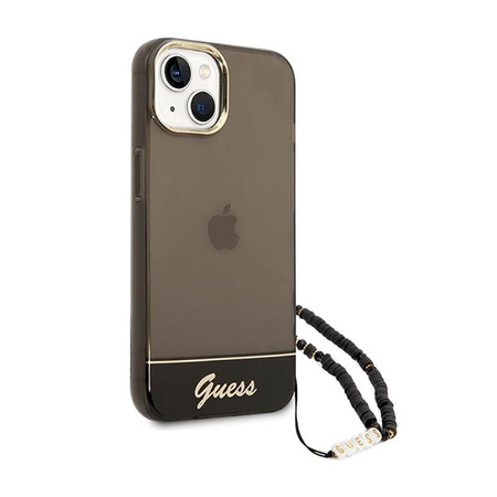 Guess Translucent Pearl Strap - pouzdro pro iPhone 14 (černé)