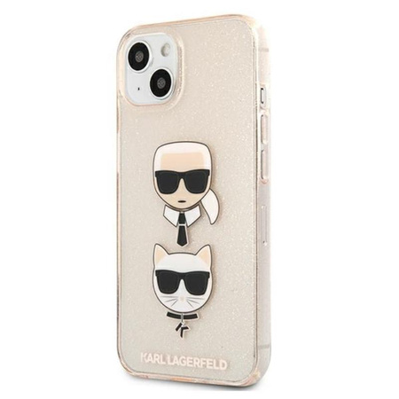 Karl Lagerfeld Glitter Karl & Choupette Head - iPhone 13 Case (Gold)