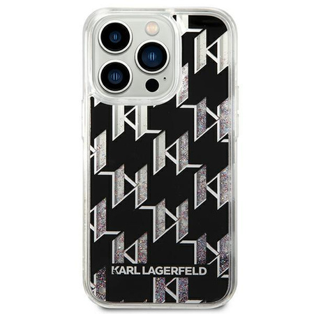 Karl Lagerfeld Monogram Liquid Glitter - Hülle für iPhone 14 Pro Max (Schwarz)